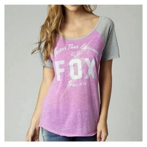Fox Racing Women’s Resolve Raglan Tee Short Sleeve T-Shirt Lilac New